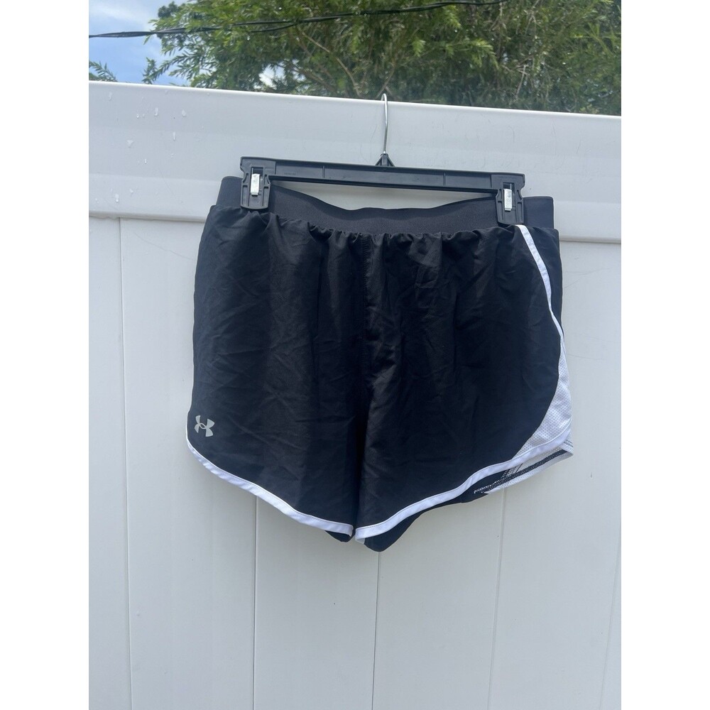 Under Armour Running Shorts Womens Large Black HeatGear Loose Fit Lined